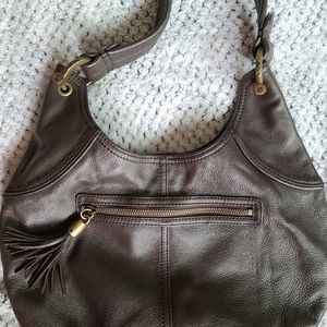 Dark Brown GAP Shoulder Bag with Fringe Zipper